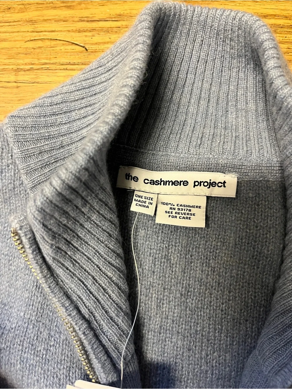 NWT The Cashmere Project 100% Cashmere Zip Poncho Cape Slate Blue OS MSRP $496